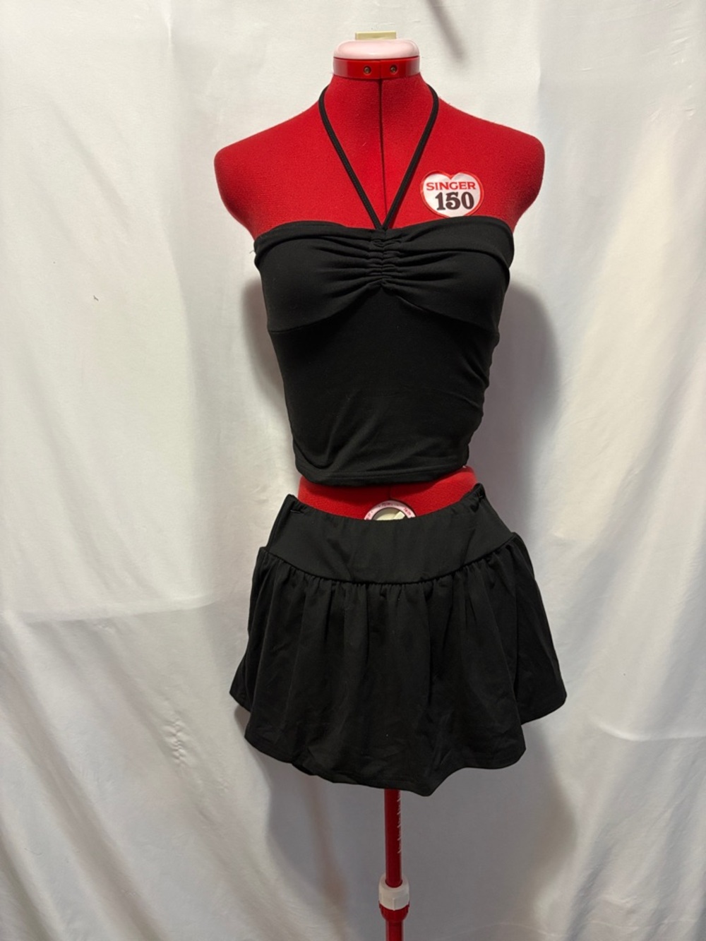 Black Pleated Mini Skirt Set - Two-Piece Women’s Outfit